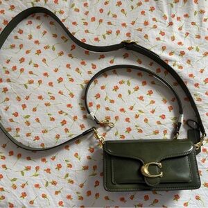 Coach Olive Green Leather Signature 'C' Crossbody Bag